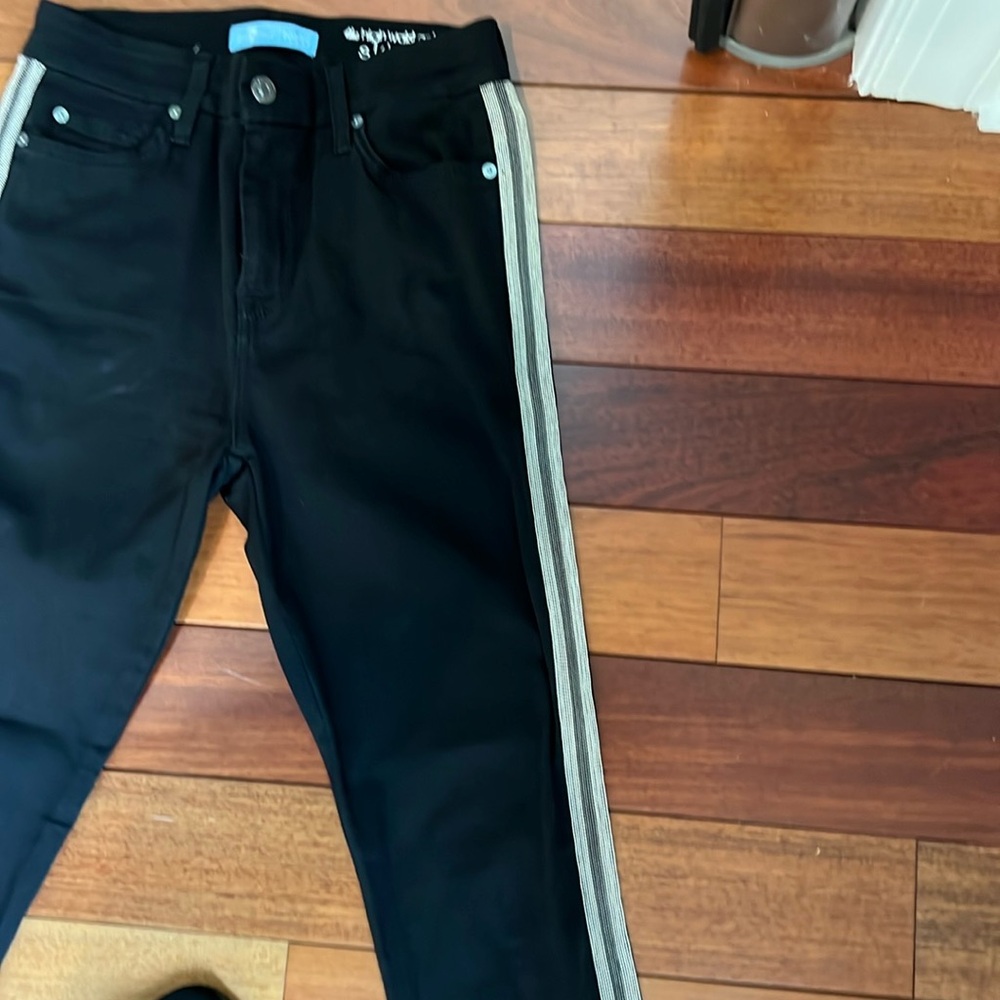 Black Pants with Silver Stripes